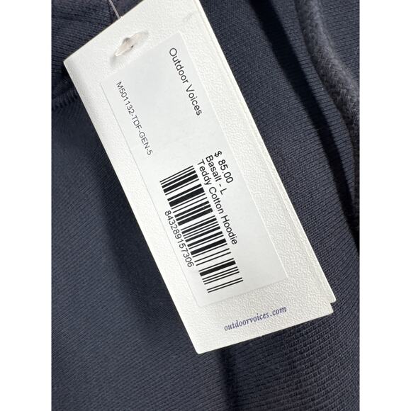 Outdoor Voices Teddy Cotton Hoodie Sweatshirt Basalt Dark Gray Mens Sz Large NWT - Picture 4 of 5